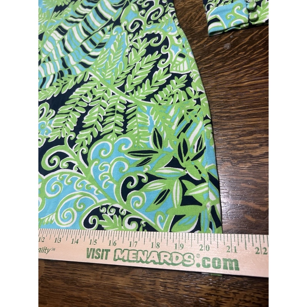 Lilly Pulitzer Ritchie Dress Womens Small Blue Green Tropical Fern Silk Blend - Picture 11 of 12